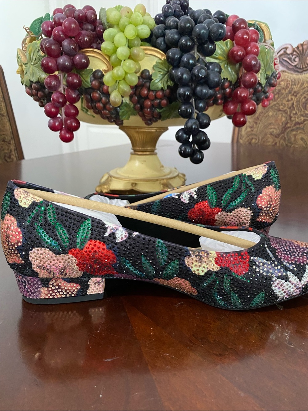 Alex Marie Black Floral Sequin Ballet Flats